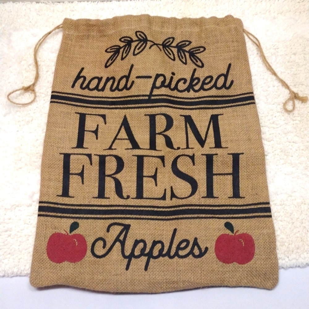 Burlap Sack " Hand-Pick Farm Fresh Apples"